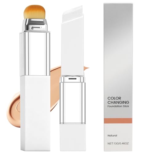 Blanc Cover Cream Stick V - Color Changing Foundation Stick with Volufiline - Hydrating Concealer Base Makeup, Dual-Ended with Built-in Brush, Portable for Daily Use (Natural)