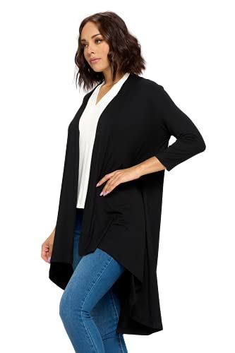Women's 3/4 Sleeve Soft Open Front Casual Flowy Long Viscose Made from Bamboo Cardigan3