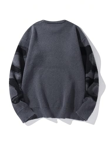 Floerns Men's Halloween Long Sleeve Knitted Drop Shoulder Sweaters Pullover2