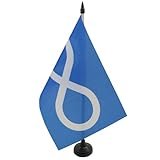 Tessuto : Poliestere 100D AZ FLAG Bandiera Da Tavolo Meticci Di Saskatchewan 21x14 cm - Piccola Bandierina Dei Metis 14 x 21 cm