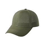 FEINION Men Summer Adjustable Performance Hat Breathable Snapback Laser Perforated Baseball Cap (Army Green)
