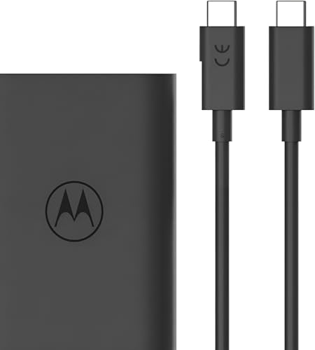 Image of 68W Turbopower Motorola Charger Adapter with Type C to C 100 Cm Cable Compatible with Moto Edge 50 /40 /30 Series Support Model /Fusion|Pro|Ultra|Neo|Razr 50 Ultra, Razr 40, and Other Moto Device, Black