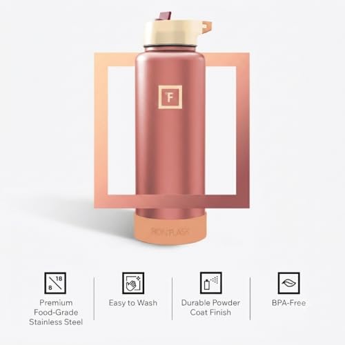 Image of IRON FLASK 40 oz Wide Mouth Water Bottle with Straw | Insulated Stainless Steel Sports Water Bottle with Leakproof Straw Lid - BPA Free, Cold 24 Hrs, Sweat Free (Dream Sunset)