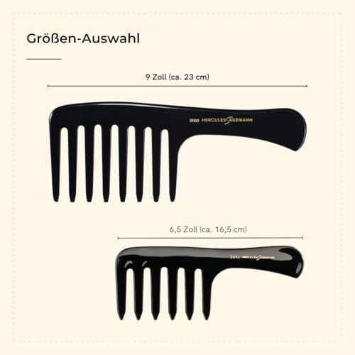 Foto von HERCULES SÄGEMANN - Premium Lockenkamm | Hochwertiger Naturkautschuk Lockenkamm für sanftes Kämmen ohne Haarbruch. Ideal für Locken und lange Haare. | Farbe: Schwarz | Größe: 9 Zoll