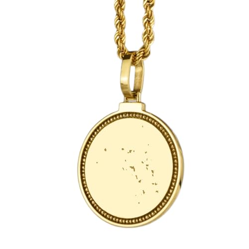 LKBEADS Pendentif rond en argent sterling 925, gravé d'une carte des Îles Marshall, 25 mm, plaqué or, pour un cadeau unisexe | LK_EGMP_0035