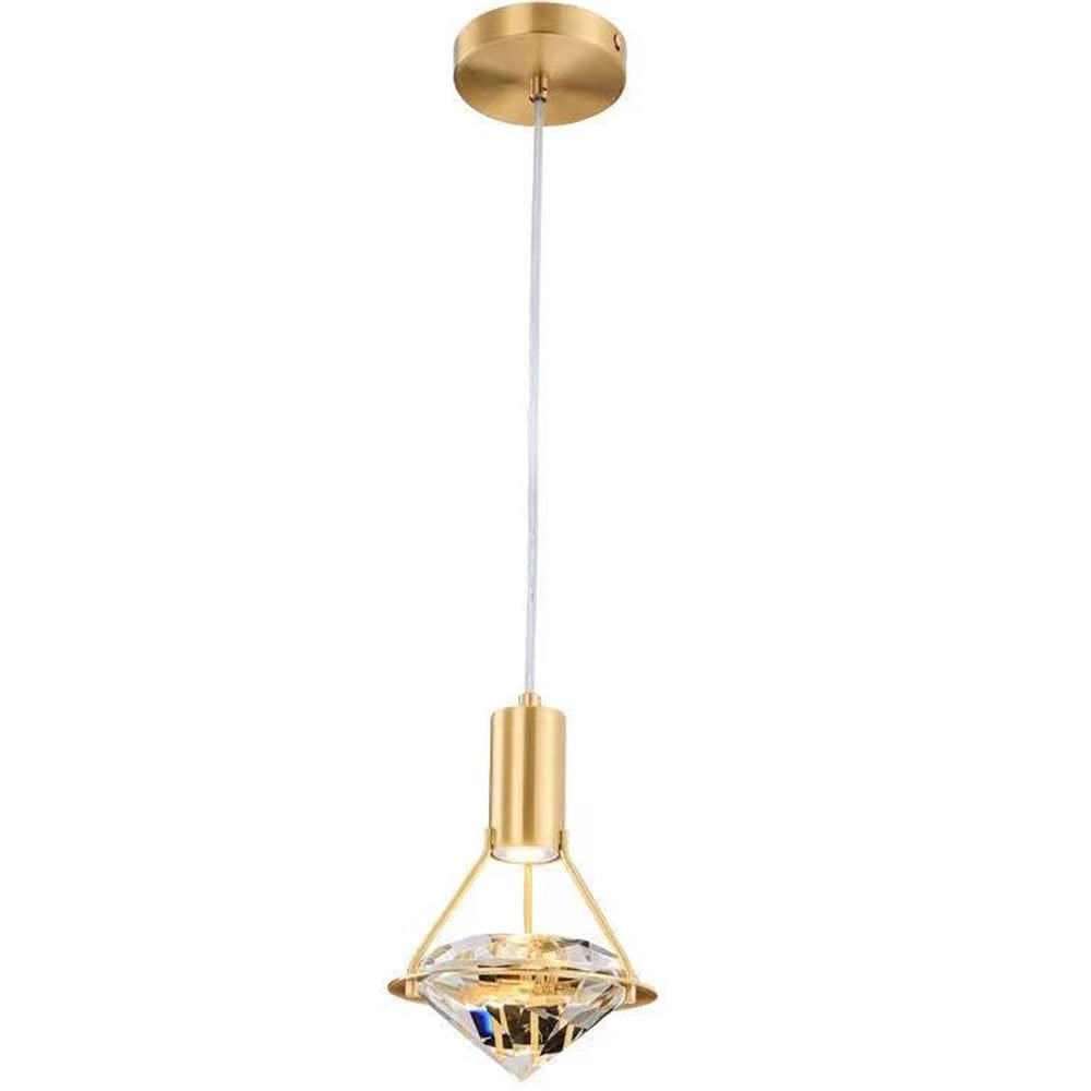 Lampes suspendues en laiton et cristal de diamant au design moderne