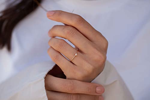 14K Solid Gold Pearl Ring | 14K Gold Stackable Rings | 14K Real Gold Rings For Women | 14K Gold Fine Jewelry For Women #TOP1