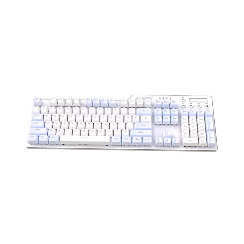 Ak35I Hot-Swappable Wired Full-Size Mechanical Gaming Keyboard With Brown Switches, Blue-White Matching, Anti-Ghosting Multimedia Keys Roller, White Backlit, Programmable Macro, Aluminum White #TOP2