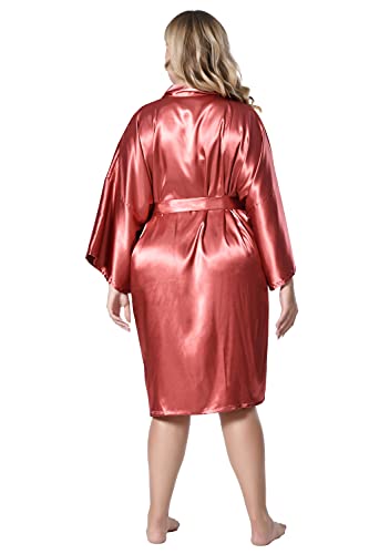 Image of EPLAZA Women Silky Satin Robe Wedding Bridal Party Bride Bridesmaid Robes Kimono Loungewear Dressing Gowns