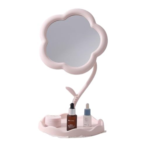 Mforall Lower-Shaped Makeup Mirror, Desk Vanity Mirror for Living Room, Bedroom, and Minimal Spaces Home Decor, Makeup Mirrors Mirror for Precision Makeup, Ideal, Travel & Gifts (Pink) (Pack of 1)-image-6