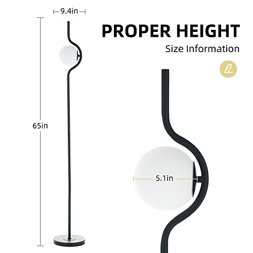 Melifo Floor Lamp,Standing Lamp With Frosted Glass Globe,Morden Glod Tall Lamp With Foot Pedal.mid Century Floor Lamps For Living Room,Bedroom,Office,Reading (Black) #TOP2