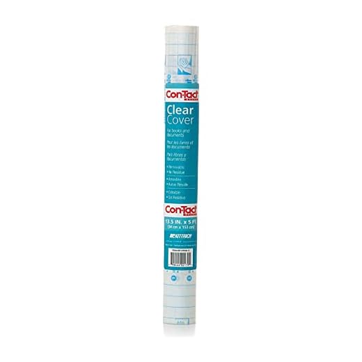 Con-Tact Brand Clear Adhesive Protective Liner to Cover Books and Documents, 13.5-Inches x 5-Feet (05F-C7R100-12)
