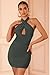 REORIA Women's Sexy Mini Dress Halter Sleeveless Backless Bodycon Criss Cross Ruched Short Dresses Party Night Club Outfits Thyme Medium