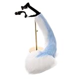 Plush Furry Heart Shape Fox Tail for Animal Cosplay Party Halloween Costume Fancy Dress Props (Blue White)