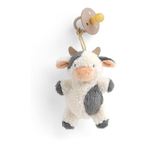 Itzy Ritzy Pacifier & Lovey Set - Natural Rubber Pacifier with Stuffed Animal Lovey - Detachable Plush Cow Pacifier Holder & Coordinating Natural Rubber Pacifier, Ideal for Ages 0-6 Months (Cow) Cover