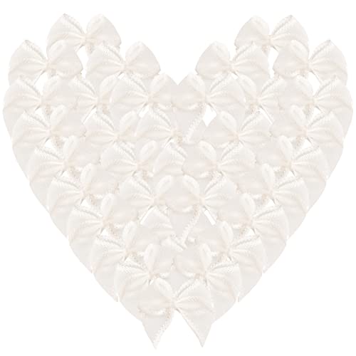 Micomon 50pcs 1.2-Inch Mini Organza Sheer Ribbon Bows for Crafts Wedding Decoration Accessories Appliques (White)