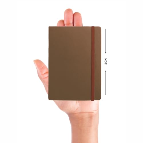 Image of Anupam Fluct A7 Hard Bound Journal | 128 Pages 80gsm | Matte Finish PVC Cover Aesthetic Diary | pH Neutral & Acid Free Ruled Paper | Matching Elastic Lock | For Journaling (Pack of 2 Tan)