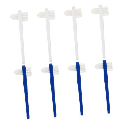 Mikikit 8 piezas Cepillo Doble para Dentaduras Cerdas Suaves Limpieza de Prótesis y Retenedores Diseño Compacto y Portátil para Cuidado Dental Viaje