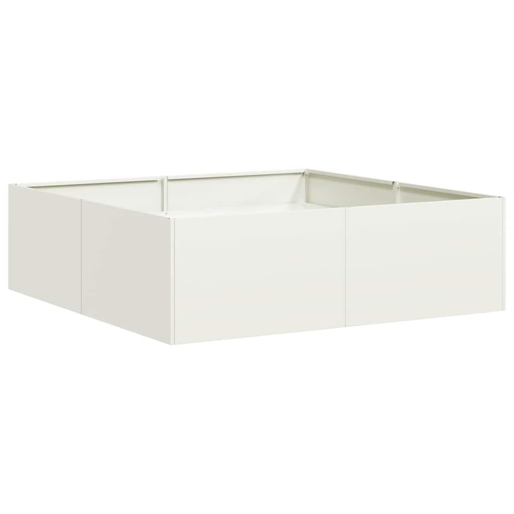 vidaXL Pflanzkübel Weiß 100x100x30 cm Stahl, Pflanzschale, Garten-Garten-Pflanzkübel, Outdoor-Pflanzgefäß, Hochbeet, Pflanzgefäß, Blumenkasten