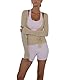 Frauen Y2k Ballett Wrap Top Langarm Tiefer V-Ausschnitt Slim Fit Yoga Pilates Ballet Workout Tops Frühling Kleidung (A-Light Brown, S)