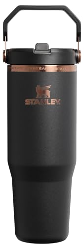 STANLEY x Messi IceFlow 2.0 Flip Straw Tumbler with Handle 30 oz | Twist on Lid and Flip Up Straw | Leak Resistant Water Bottle | Insulated Stainless Steel | BPA-Free | Messi Goat Black