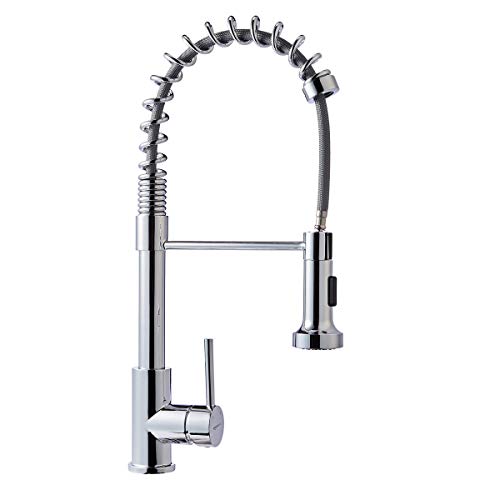 Amazon Basics Pro-Style Spring Sprayer Kitchen Faucet, Polished Chrome