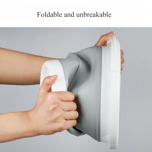 heekin 5L Faltbarer Eimer，falteimer aus Kunststoff für Autowäsche, Camping im Freien, Wasserauffang, Kinderspiel, Tierfütterung, Reinigung, runder Grauer Falteimer（grau）