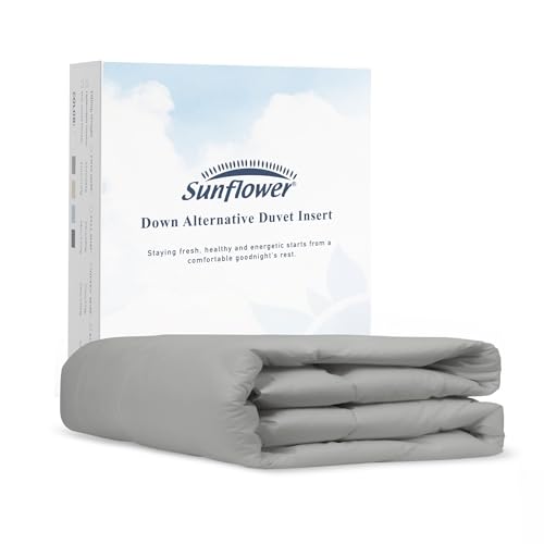 sunflower Down Alternative King Size Silver Gray Lightweight 100% Cotton Shell Bedding King Comforter Blanket for Hot Sleepers 88"x104" with Corner Tabs Soft Breathable Machine Washable