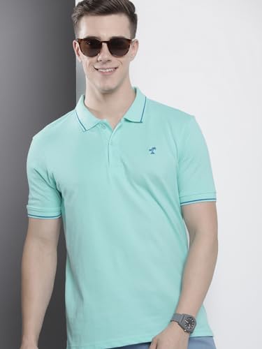 Image of The Indian Garage Co Men Slim Fit Solid Polo Neck Half Sleeves Tshirt