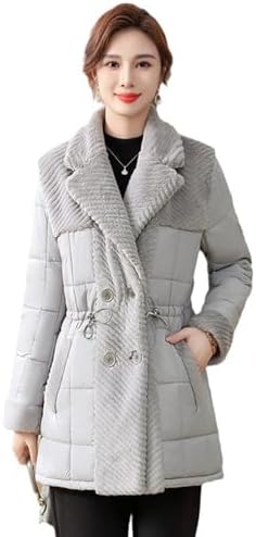 [ramemo] レディース 中綿ジャケット ハーフ丈 パッチワーク ボアコート 綿服 シニアアウター 婦人服 モコモコ テーラードカラー 着痩せ 防寒着 保温 中綿キルトブルゾン おしゃれ 冬用 カジュアル 女性 ママ服