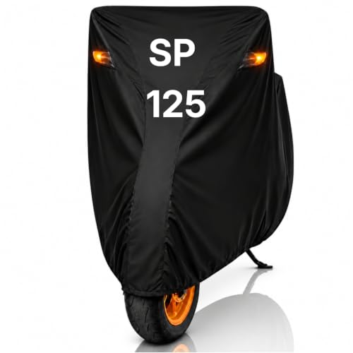 Image of Dhoom Bike Body Cover for SP 125 Cover | 100% Waterproof, Dustproof & Scratch Resistant | Heavy Duty Two Wheeler Covers with UV Protection, Heat Resistant | All Weather Outdoor Bike Cover (Black)