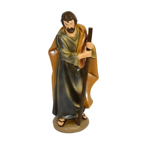 Magie di Natale Statua San Giuseppe per presepe natività in poliresina decorata a mano (20 cm)