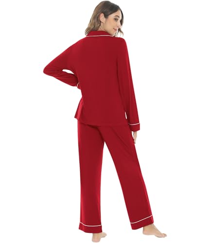 NACHILA Women’s Pajama Sets Long Sleeve Pjs Button Down Pajamas Soft Sleepwear Comfy Nightwear,Viscose Made from Bamboo3