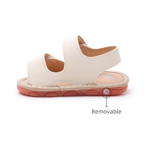 Image of WILLFUN Baby Boy Girl Summer Infant Squeaky Sandals Premium Rubber Sole Closed-Toe Non-Slip Shoes Toddler First Walkers