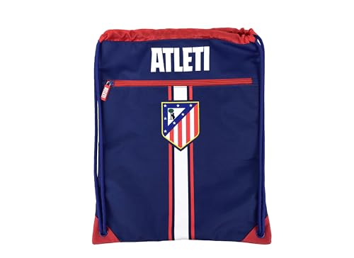 CYPBRANDS Atlético de Madrid, Mochila, Mochila saco, Bolsa con cuerdas, Extraescolares, Color Azul, Producto Oficial