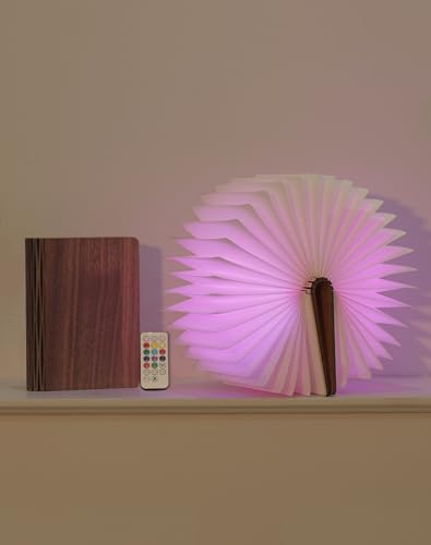 ZBOLE Unique Gifts for Book Lovers Women, 12 Colors Portable Book Lamp with Remote, Folding Book Light, Lovely Gift for Christmas, Birthday, Back to School & Bookshelf & Home Decor (Walnut)