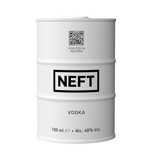 NEFT Vodka White Barrel 70 cl – Ultra-Premium Wodka aus Österreich – 40 % Vol. |Alpen-Quellwasser & Roggen | Weich, rein & stylisch | Bruchsicheres Design | Ideal pur & im Cocktail