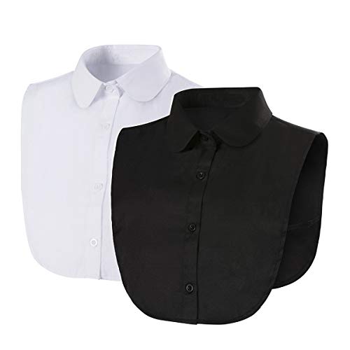 Zone Star 2 Pieces Fake Collar Detachable Dickey Collar Blouse Half Shirts False Collar for Girls and Women (Square(Black & White))