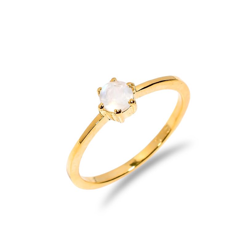 Bague anniversaire en pierre de lune naturelle et argent 925