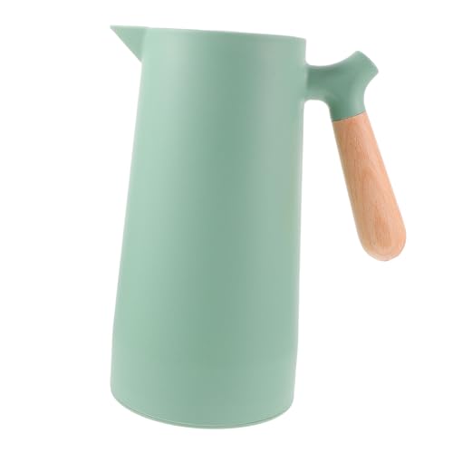 LIFKOME Botella Térmica de Vidrio con Aislamiento Pequeña y Desmontable para Agua Caliente y Té con Asa de Madera Cómoda para Uso Doméstico Diario Color Verde