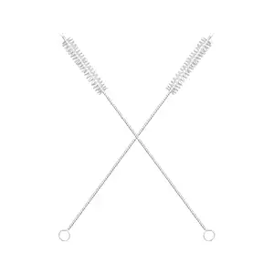 MAPPERZ Long Straw Cleaning Brush Stainless Steel Nylon Thin Pipes Drinking Straw Washing Cleaning Brushes/Straw Brushes with Tiny Bristles, for Tumbler, Sippy Cup, Bottle and Tube, Pack of 2