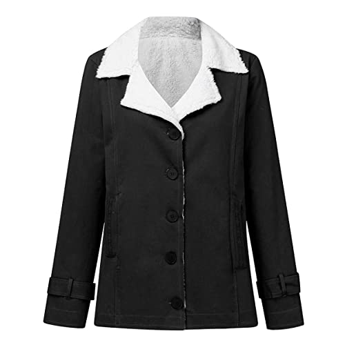 Winter Coats for Women Sherpa Fleece Jacket Faux Fur Coat Lapel Distressed Jackets Long Sleeve Coat Warm Outerwear4