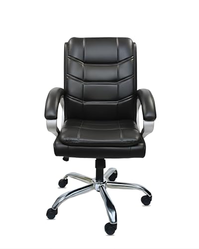 Image of activa Executive Revolving Office Chair | Ergonomic Computer Desk Chair with Cushioned Seat| Heavy Duty Steel Base, Adjustable Height & 360 Swivel Wheel| Study /Home /Offcie Visitor Chair (Star, Black)