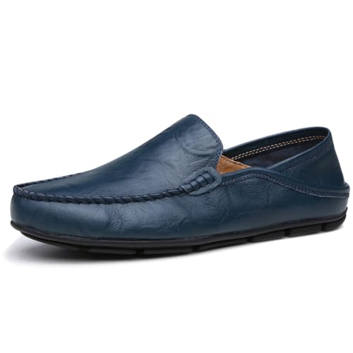 Image of Go Tour Men's Premium Genuine Leather Casual Slip on Loafers Breathable Driving Shoes Fashion Slipper