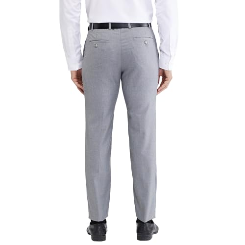 Image of Raymond Men Slim Fit Structure Pattern Polyester Blend Flat Front Formal Trouser