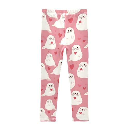 White Seal Lover Girls Leggings Ultra Soft Compression Yoga Gym Pants for Kids 4-10T2