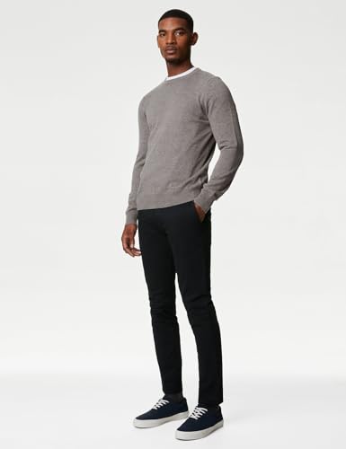 Image of Marks & Spencer Mens Solid Mid Rise Slim Fit Chinos