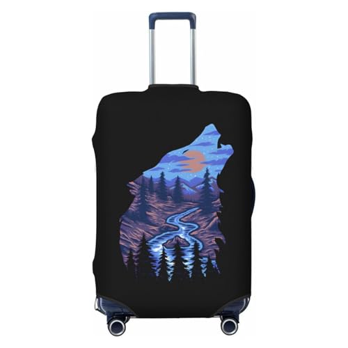 Wolf Travel Luggage Cover Suitcase Protector Bag,Double-Sided Printed Fits 18-32 Inch Luggage,Suitcase Sleeve For Kid And Adult,Large
