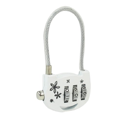 Image of Aexit White Metal Padlocks & Hasps 3 Digits Jewelry Necklace Box Combination Password Lock Combination Padlocks w Wire