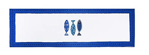 Excelsa Ocean Table Runner, Cotton, White and Blue, 45x140, White, Blue - Image 2